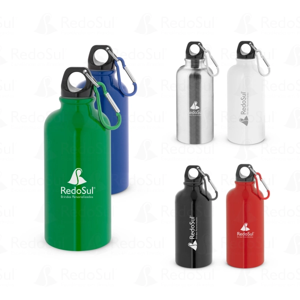 RD 94378-Squeeze personalizado em aço inox com mosquetão 560 ml RD 94378-Squeeze personalizado em aço inox com mosquetão 560 ml